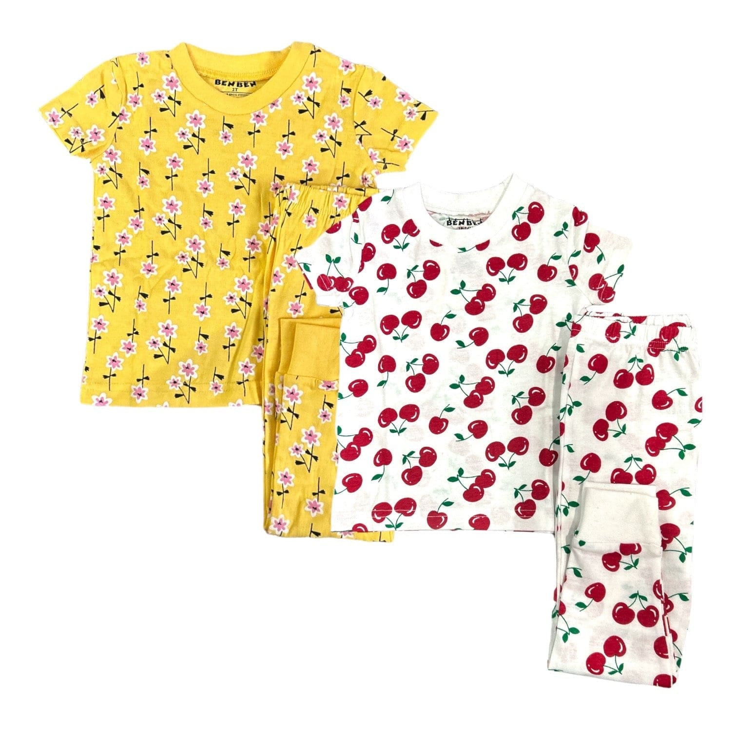 Girls Pajamas 2-Pack – Short Sleeve Cotton Sets (Multiple Designs)