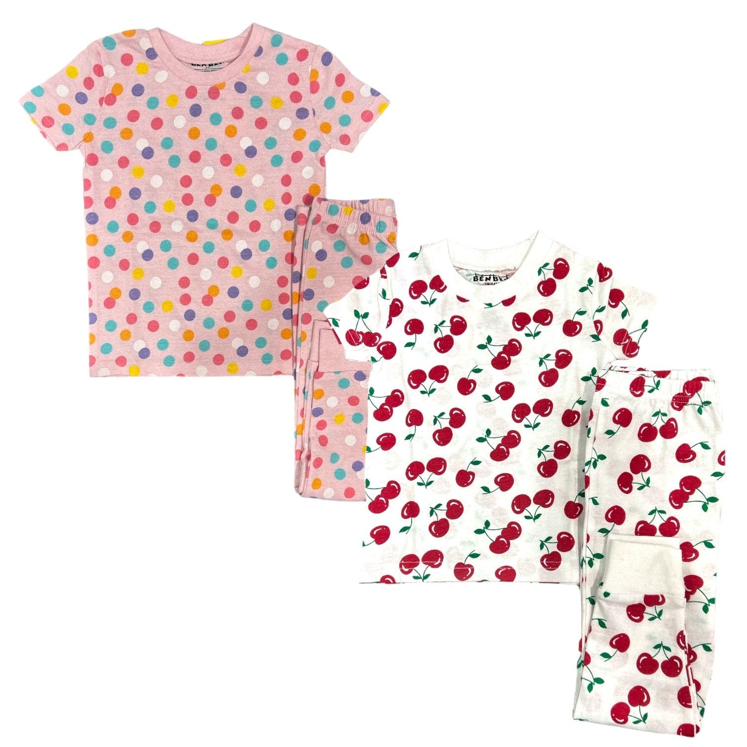Girls Pajamas 2-Pack – Short Sleeve Cotton Sets (Multiple Designs)