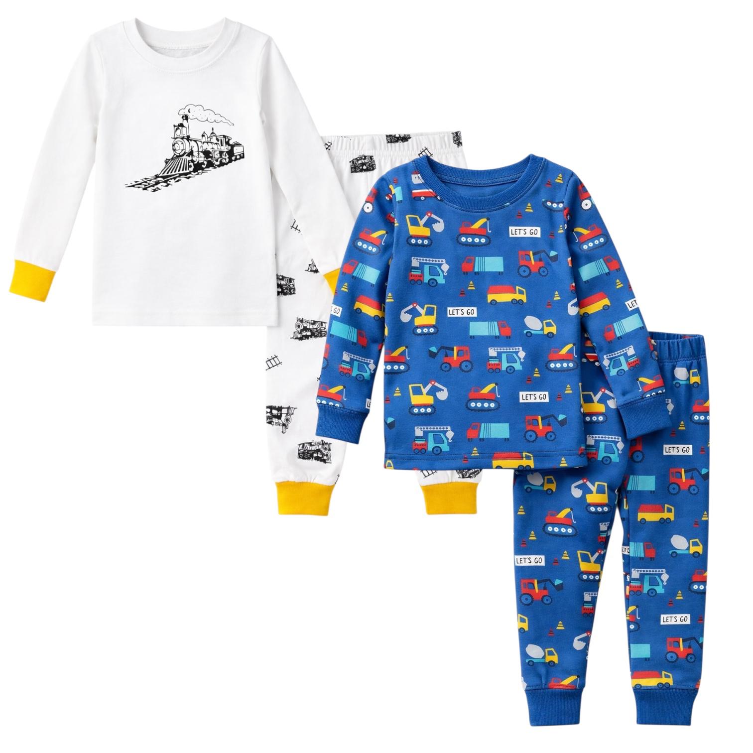 BenBen Kids Toddler Boy Pajamas Pj Set Long Sleeve Snug Fit Soft & Cozy Sleepwear Loungewear 2-Pack - Size 2Y to 10Y