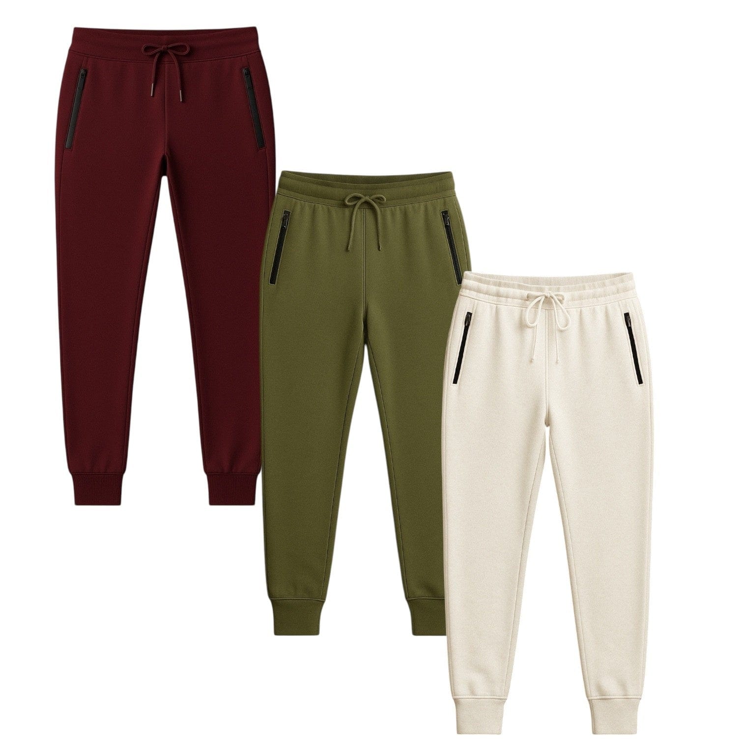 BenBe Women's Fleece Jogger Sweatpants with Zipper Pockets Soft and Stylish - 3 Pack