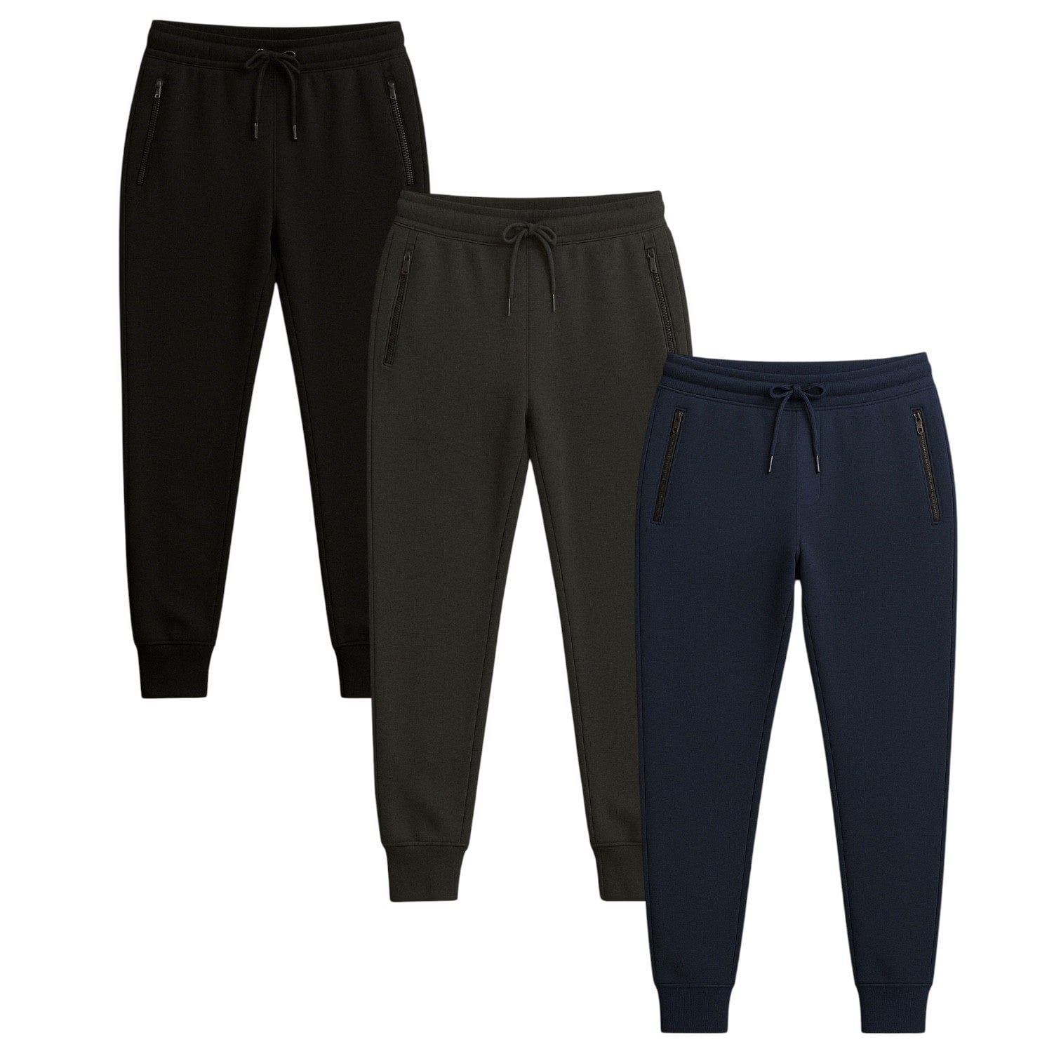 BenBe Women's Fleece Jogger Sweatpants with Zipper Pockets Soft and Stylish - 3 Pack
