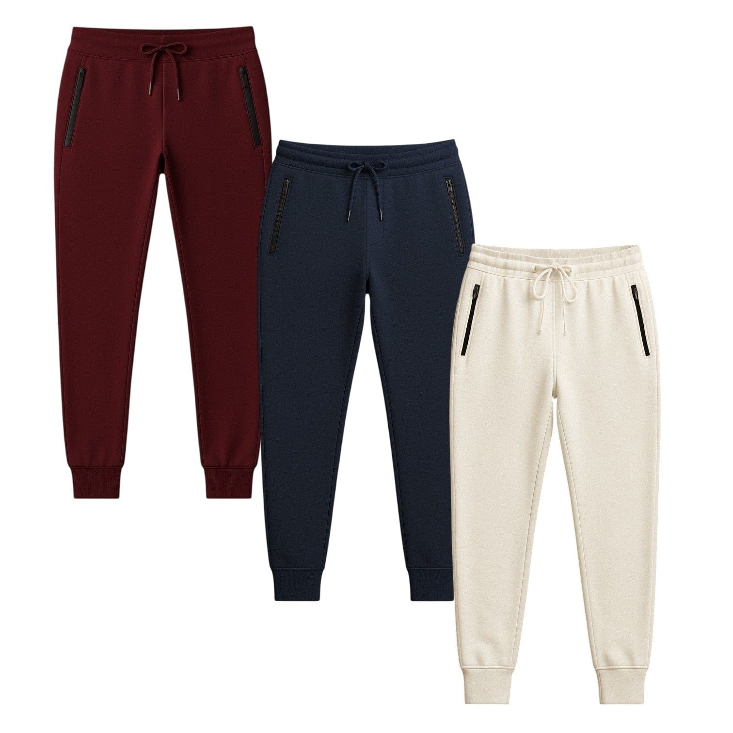BenBe Women's Fleece Jogger Sweatpants with Zipper Pockets Soft and Stylish - 3 Pack