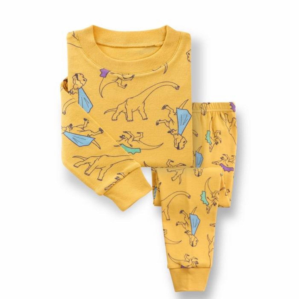 Yellow Dinosaur Pajamas β 100% Cotton Kids Sleepwear