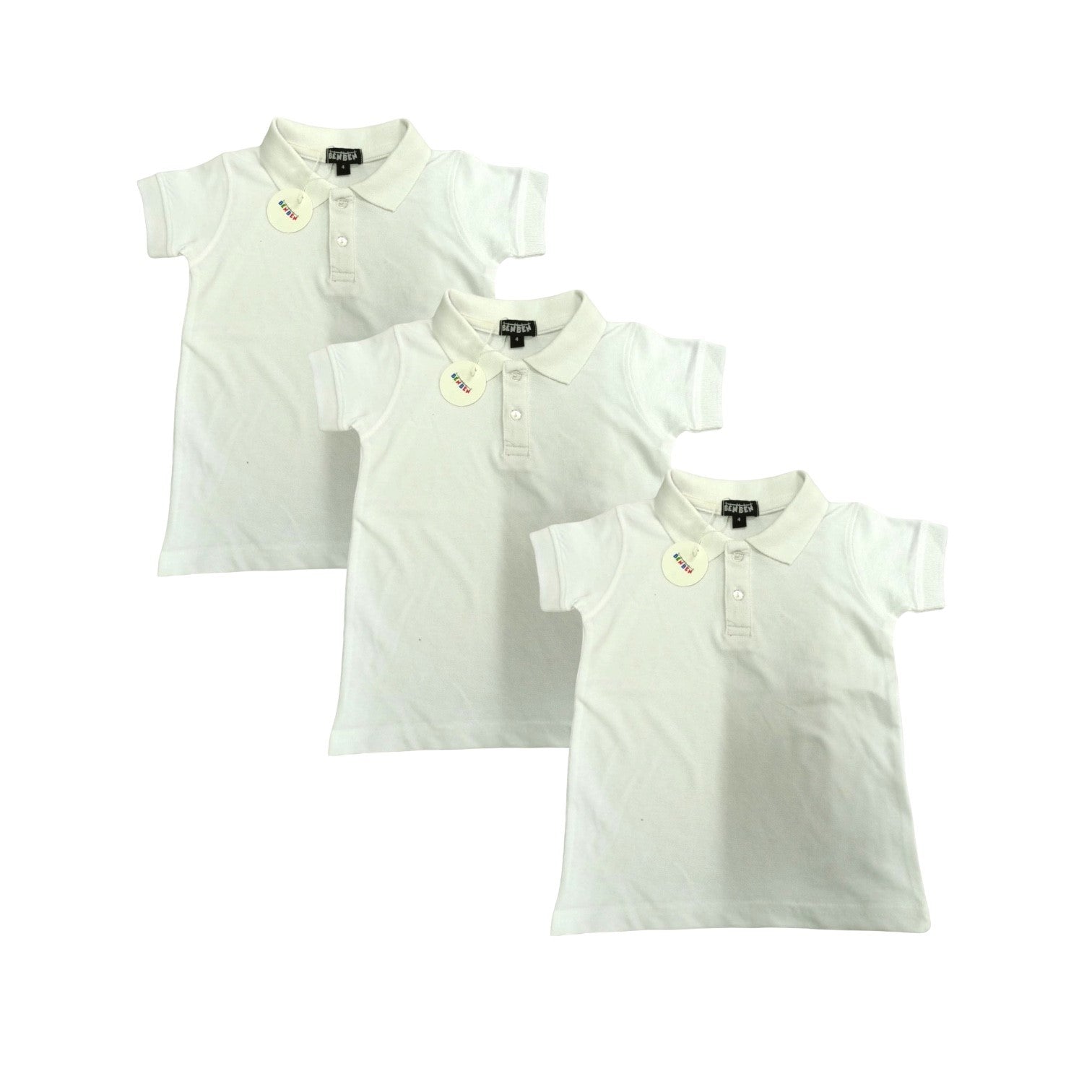 Kids Polos 3 Pack - White or Blue or Navy