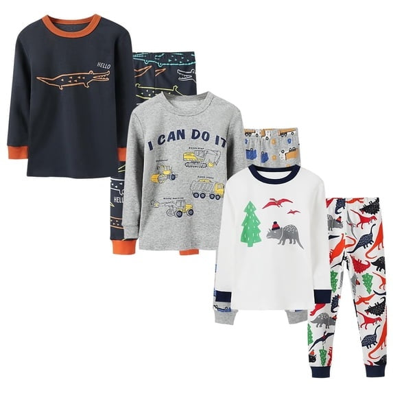 BenBen Kids Toddler Boy Pajamas Set 3-Pack Snug Fit Soft & Cozy - Size 2Y to 7Y