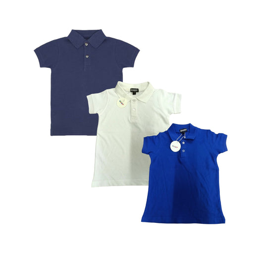 Kids Polos 3 Pack - White or Blue or Navy