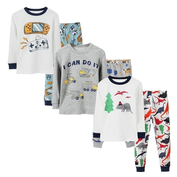 BenBen Kids Toddler Boy Pajamas Set 3-Pack Snug Fit Soft & Cozy - Size 2Y to 7Y