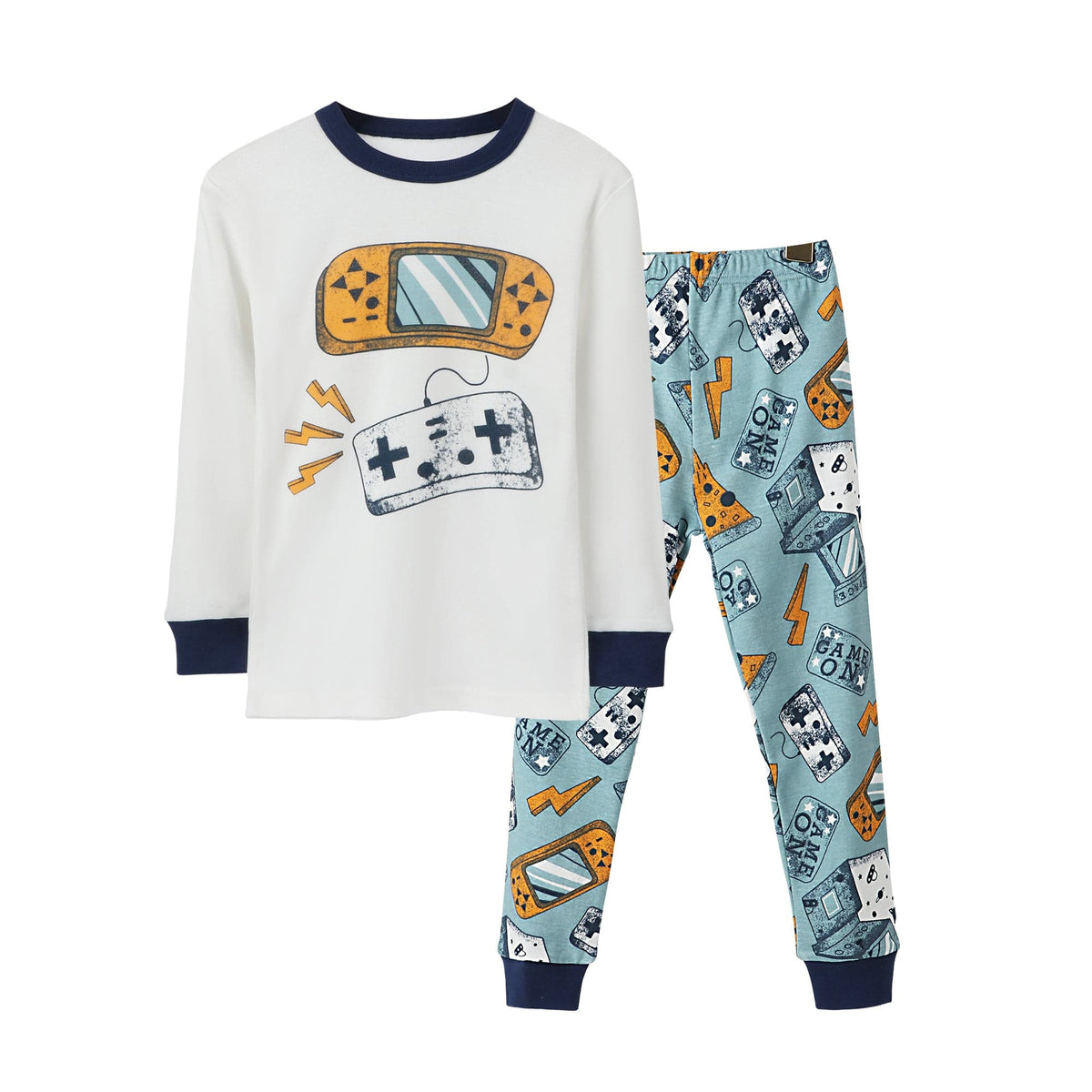 Children's pajama set with gaming theme on a white background