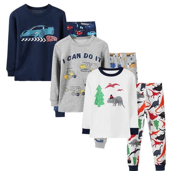 BenBen Kids Toddler Boy Pajamas Set 3-Pack Snug Fit Soft & Cozy - Size 2Y to 7Y