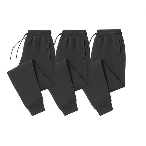 Men's 3-Pack Basic Jogger Sweatpants, Comfortable Relaxed Fit Lounge Pants with Pockets, Tapered Leg Athletic Bottoms, Breathable Cotton-Blend Training Wear, Everyday Essential Trousers
