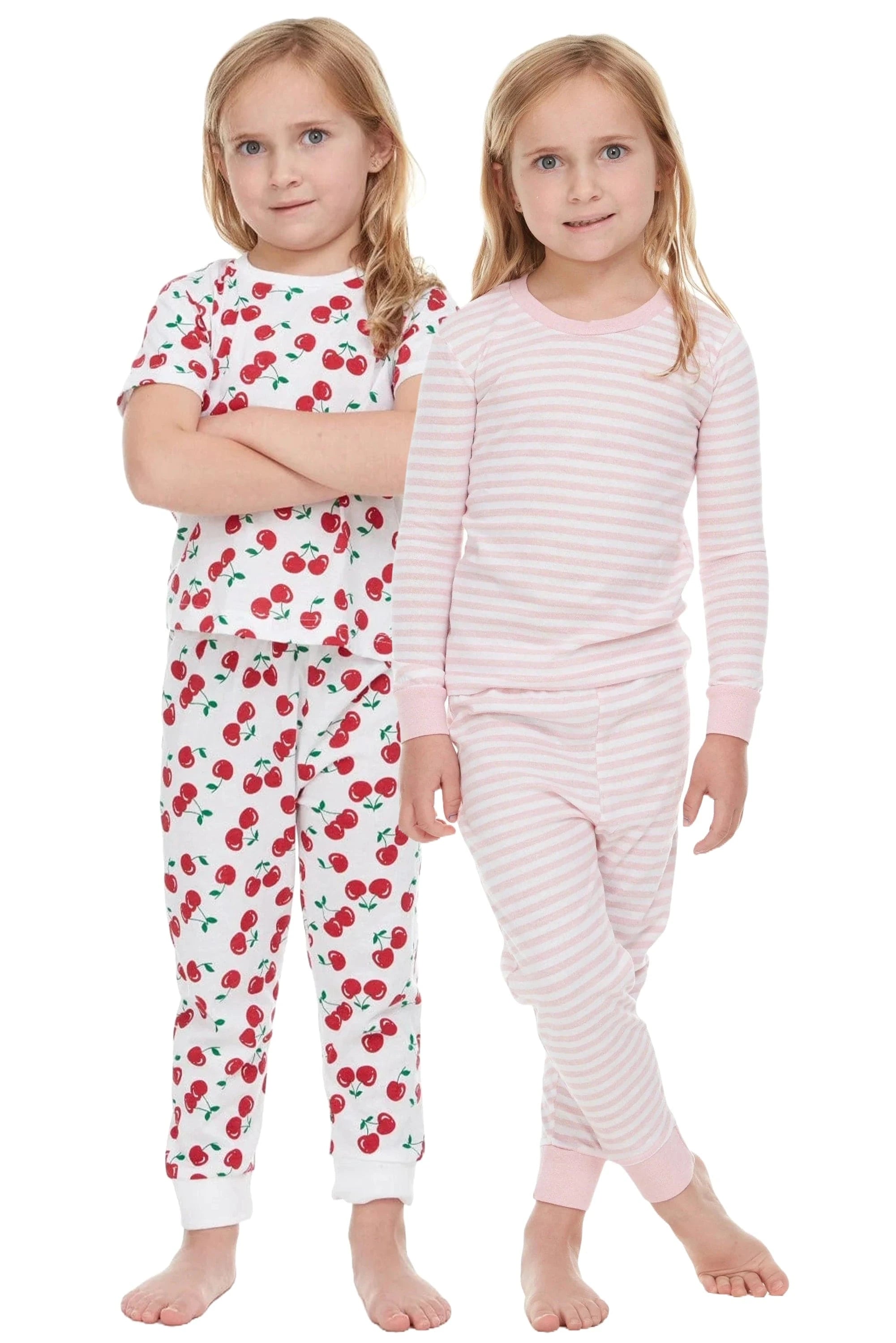 Girls Pajamas 2-Pack – Short Sleeve Cotton Sets (Multiple Designs)