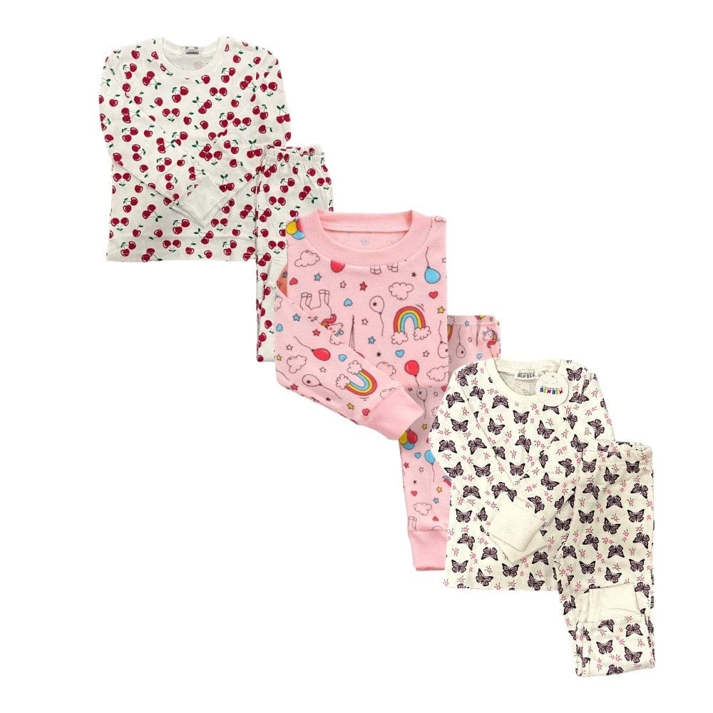 Kids 3 Pack Pajamas Girls - Super Soft Cotton