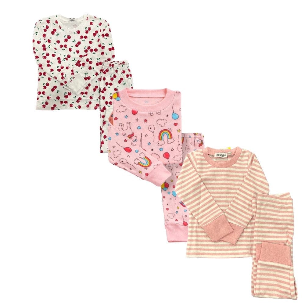 Kids 3 Pack Pajamas Girls - Super Soft Cotton