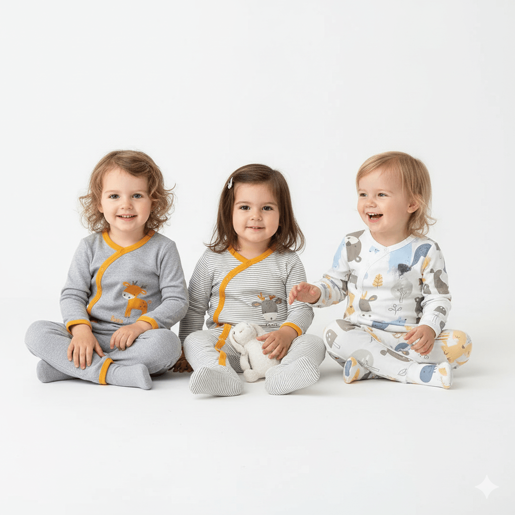3 Pack Button Footie Bodysuit Girls Pack 3