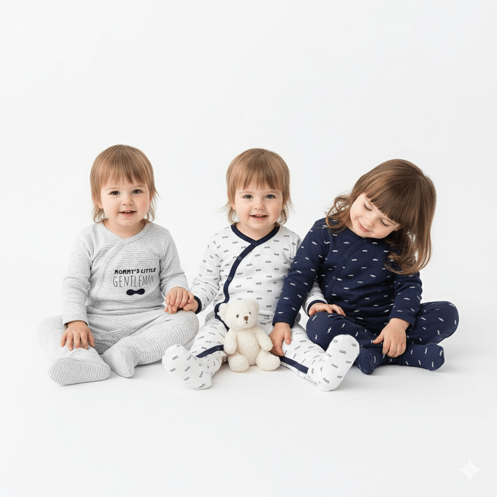 3 Pack Button Footie Bodysuit Girls Pack 1