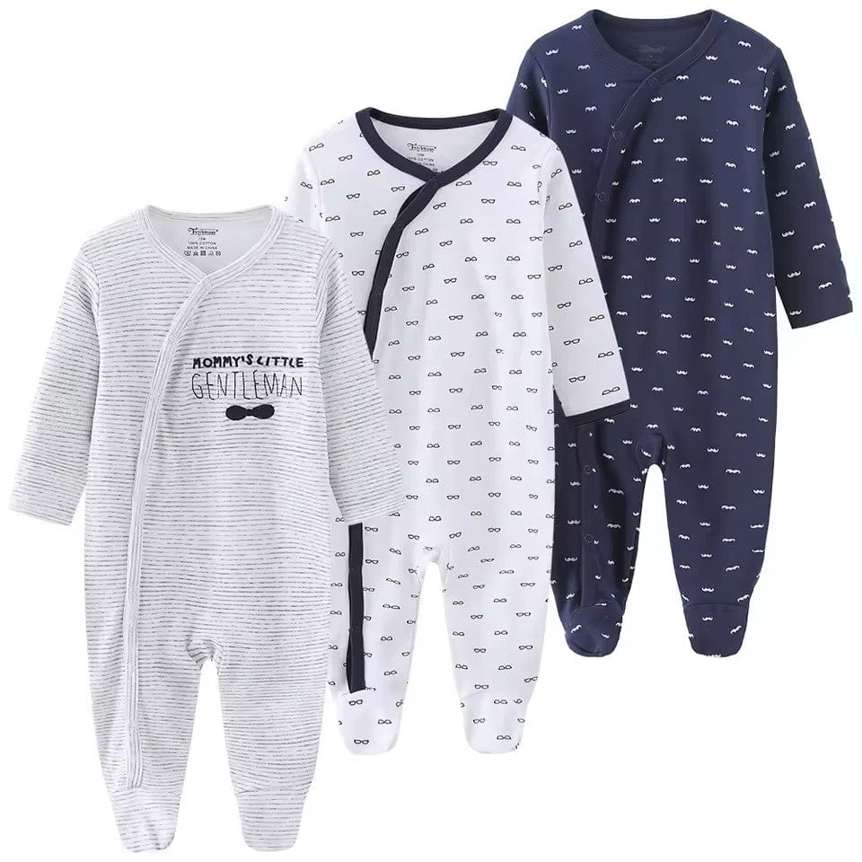 3 Pack Button Footie Bodysuit Girls Pack 1