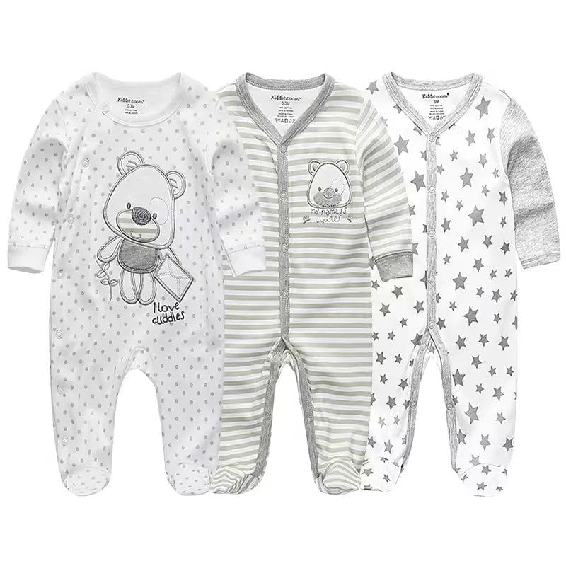 3 Pack Button Footie Bodysuit Boys Pack 5