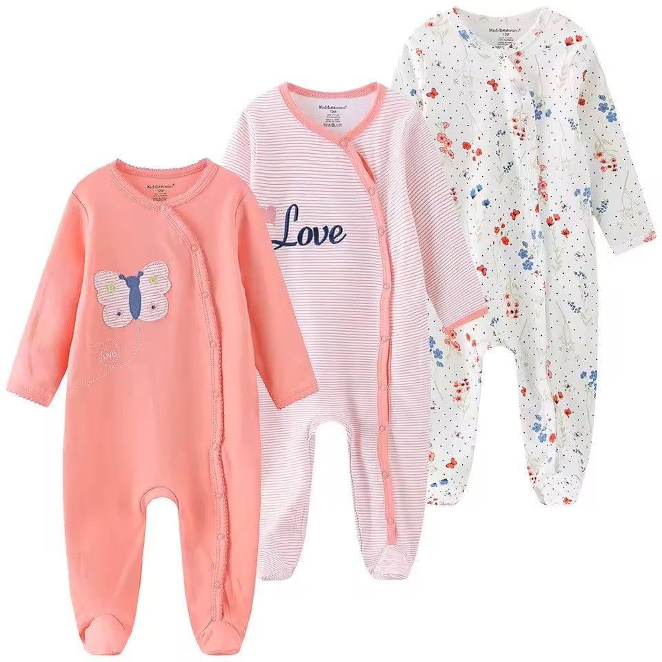 3 Pack Button Footie Bodysuit Boys Pack 2
