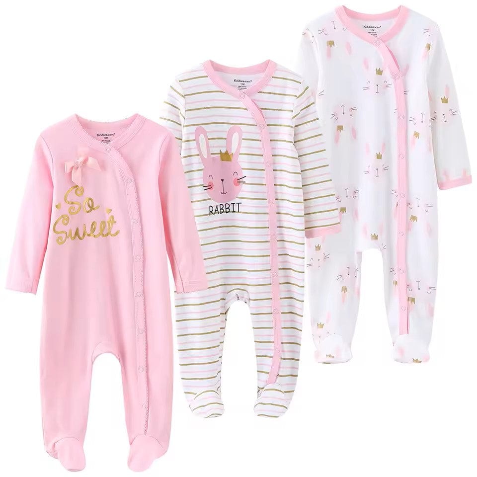 3 Pack Button Footie Bodysuit Boys Pack 4