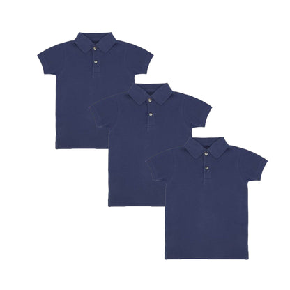 Kids Polos 3 Pack - White or Blue or Navy