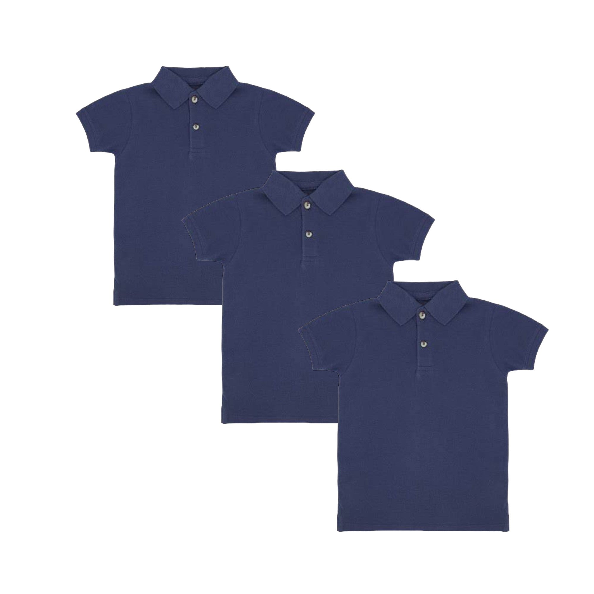 Kids Polos 3 Pack - White or Blue or Navy