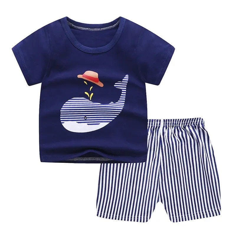 Kids Whales Summer Shorts Set