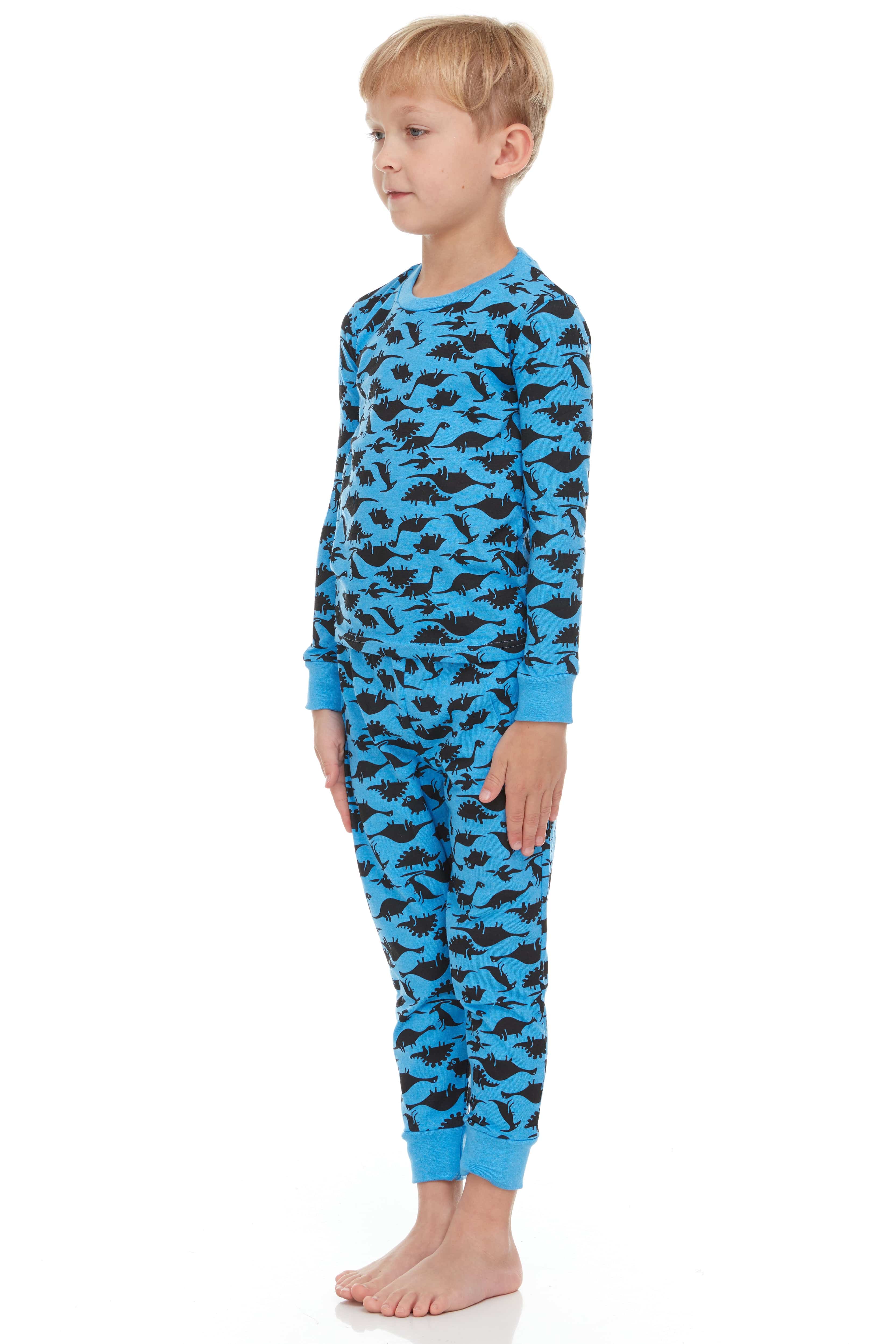 Blue Dinosaurs Kids Pajamas - Dark