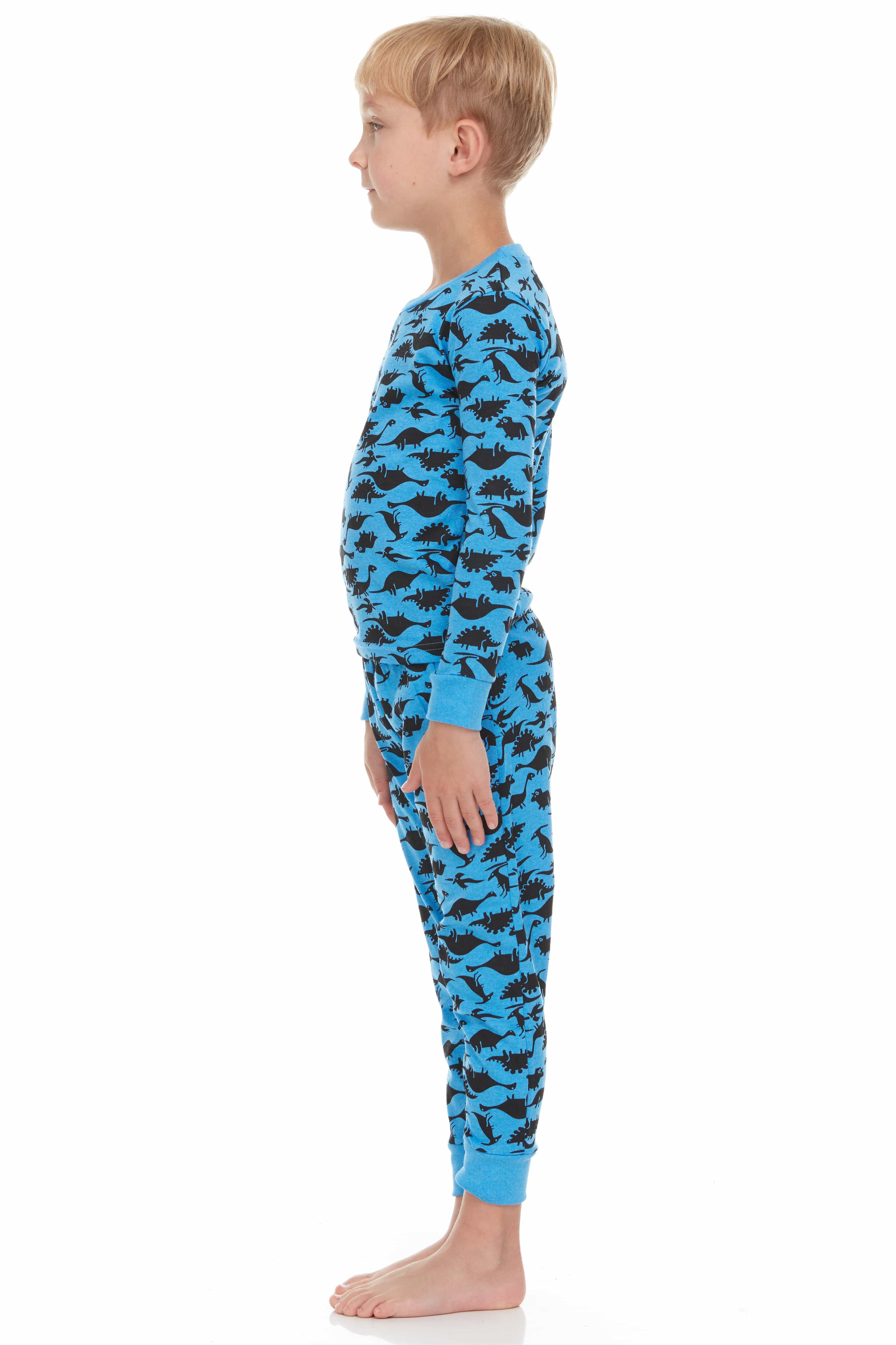 Blue Dinosaurs Kids Pajamas - Dark