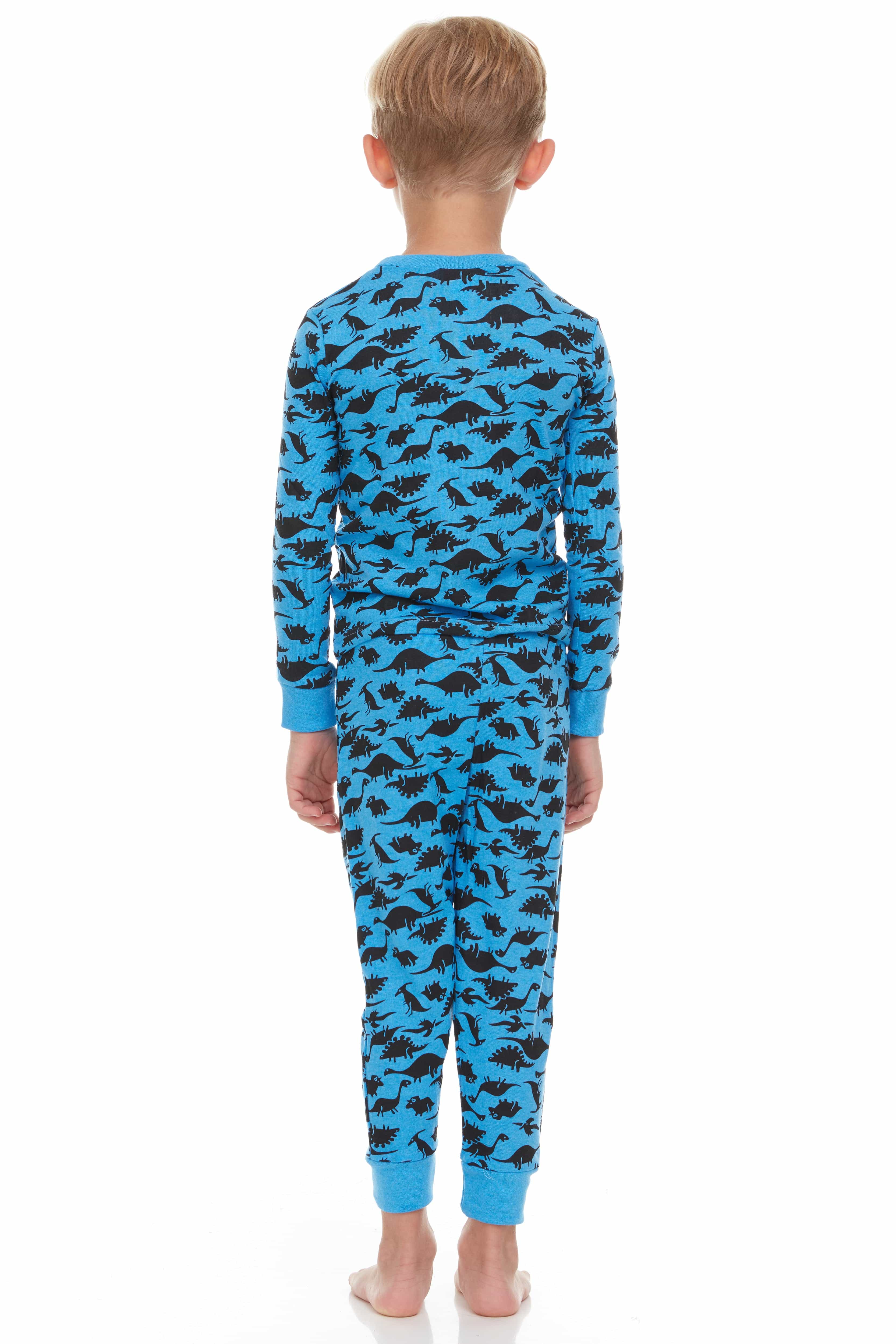 Blue Dinosaurs Kids Pajamas - Dark