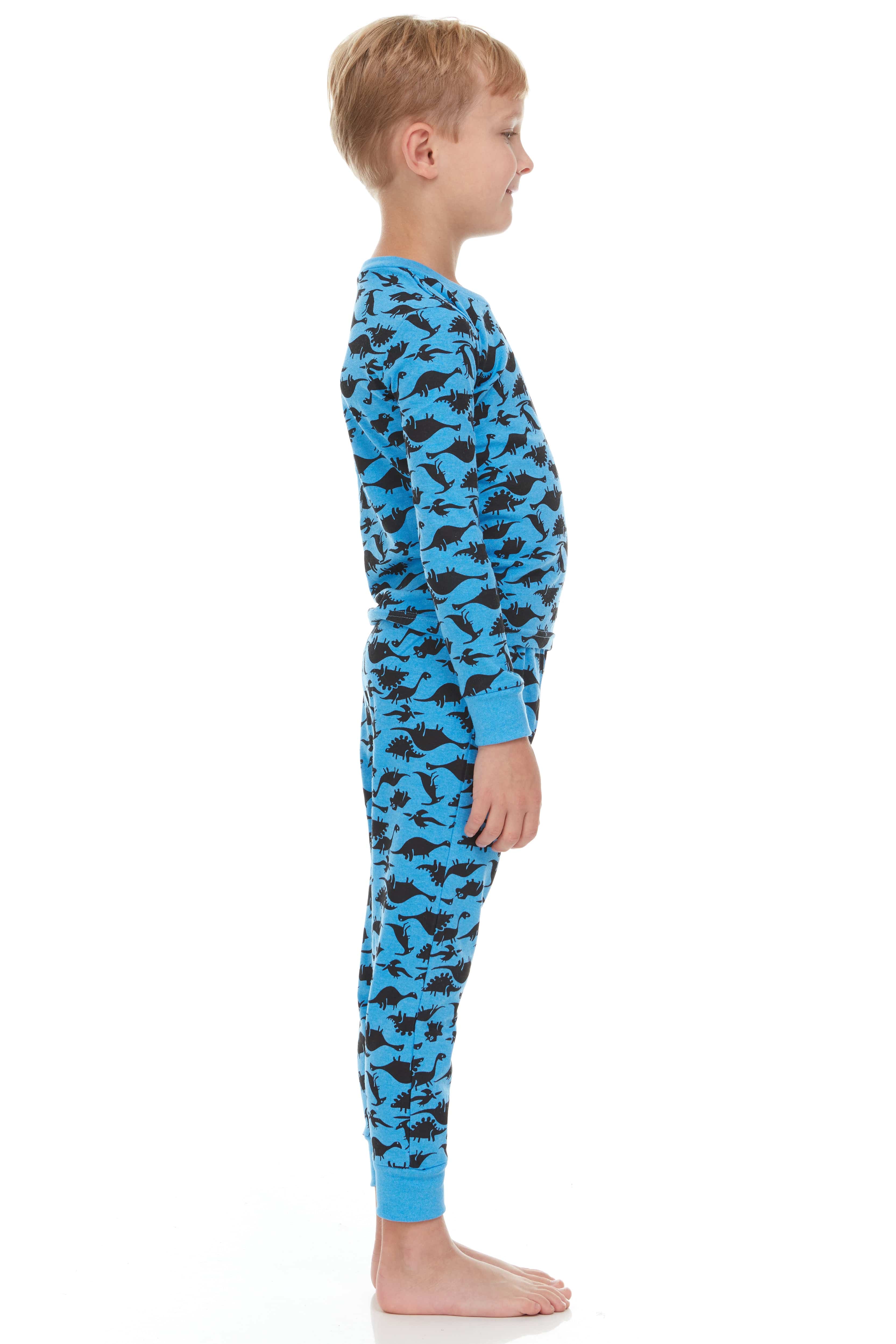 Blue Dinosaurs Kids Pajamas - Dark