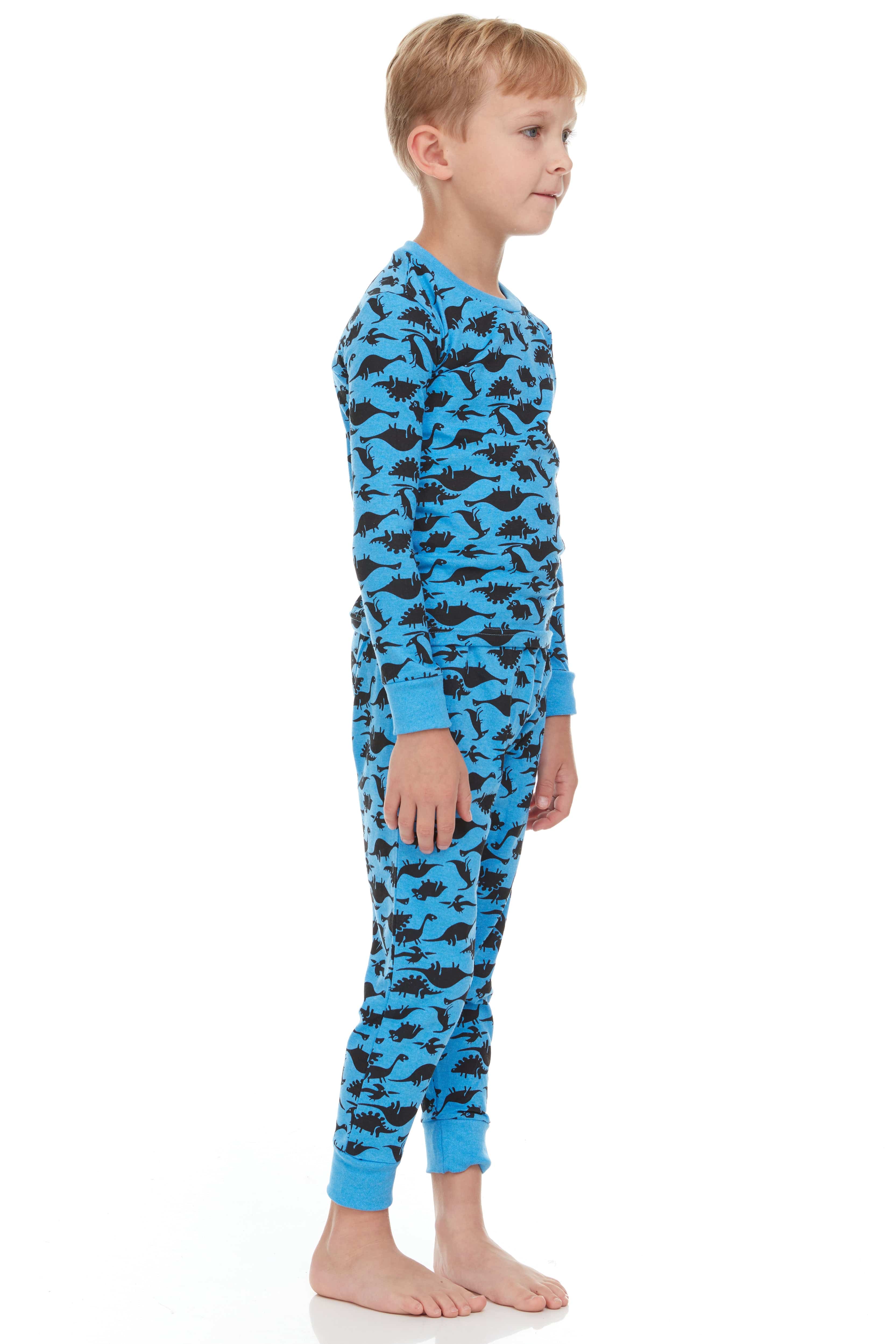 Blue Dinosaurs Kids Pajamas - Dark