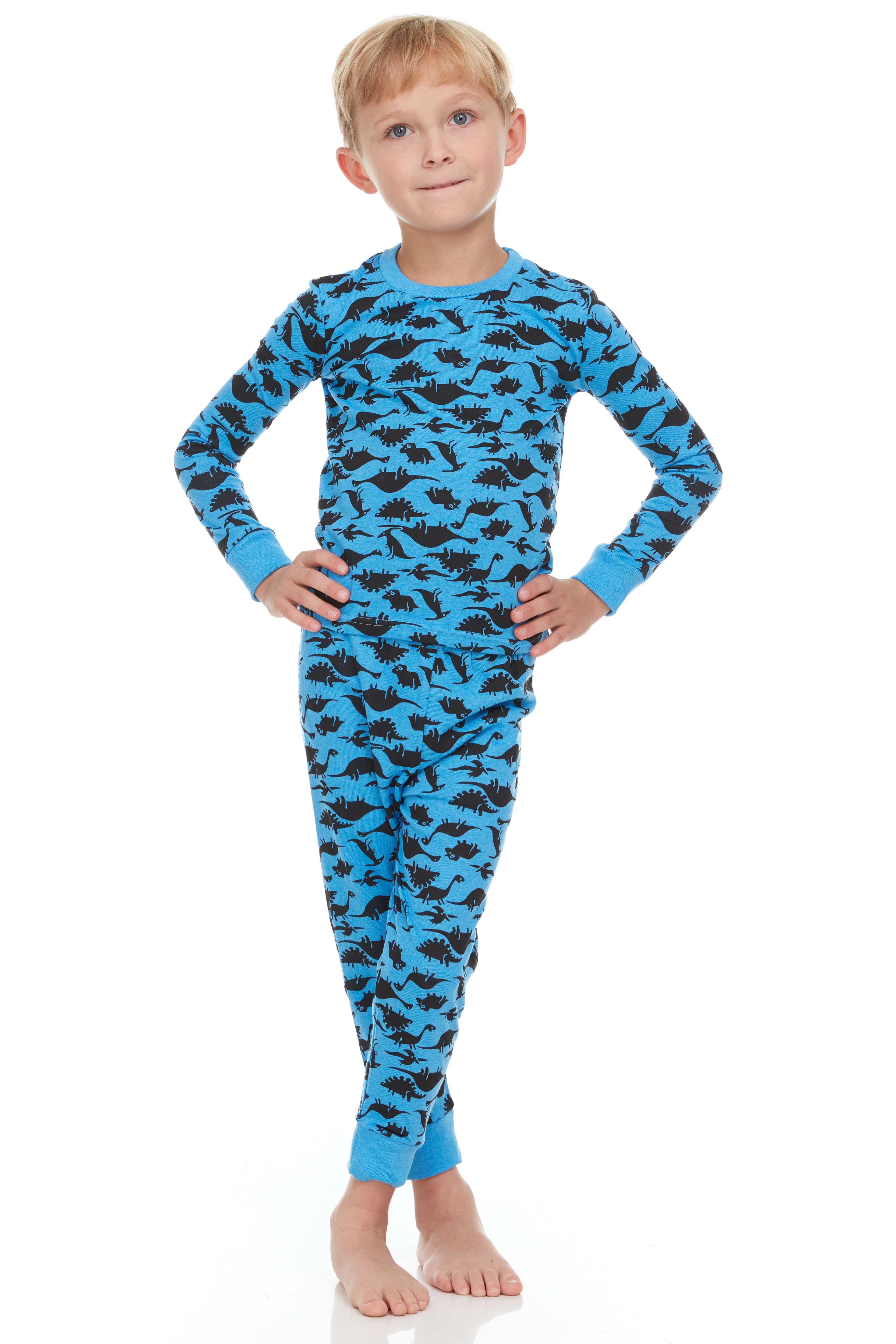 Blue Dinosaurs Kids Pajamas - Dark