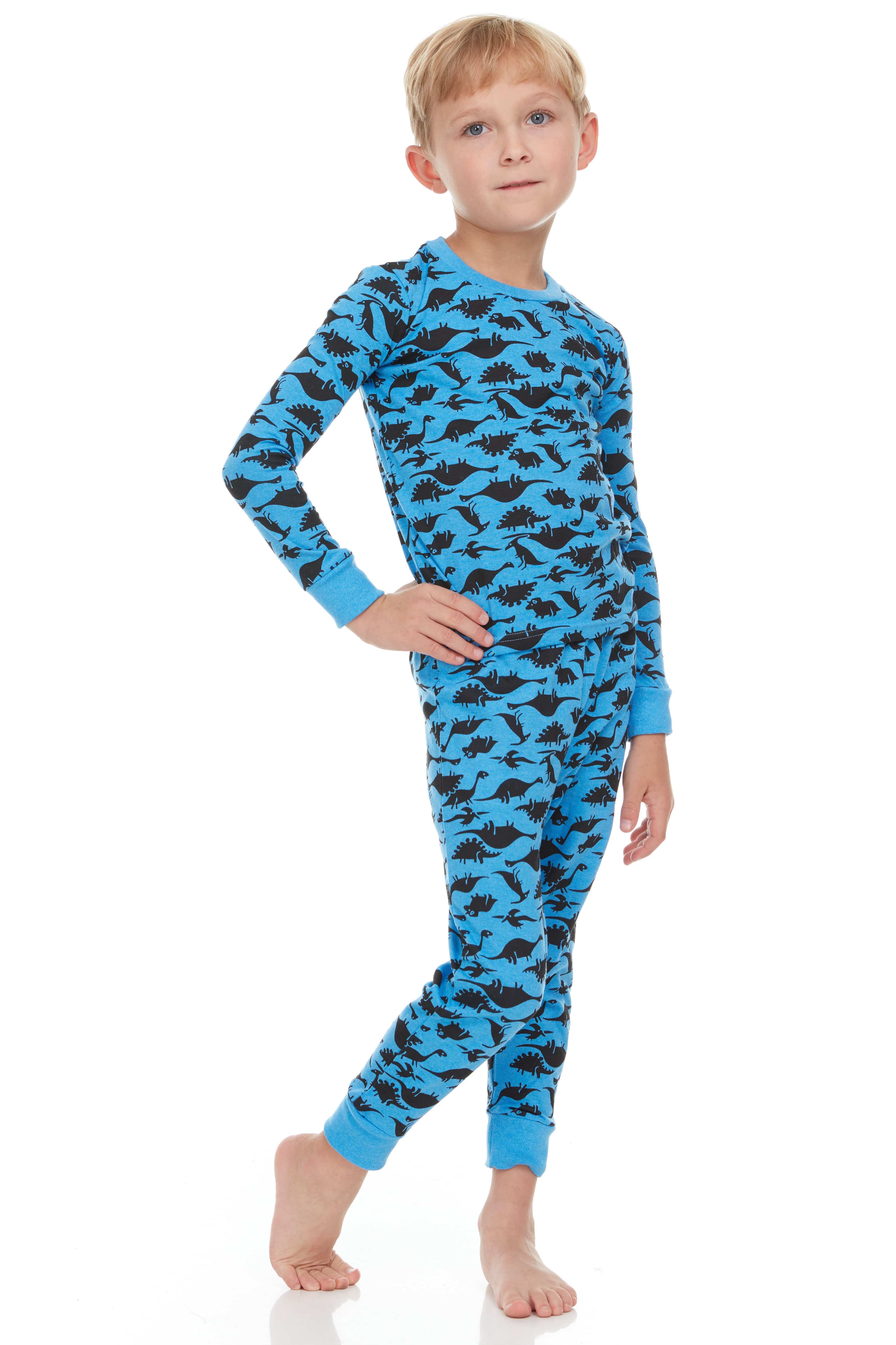 Blue Dinosaurs Kids Pajamas - Dark