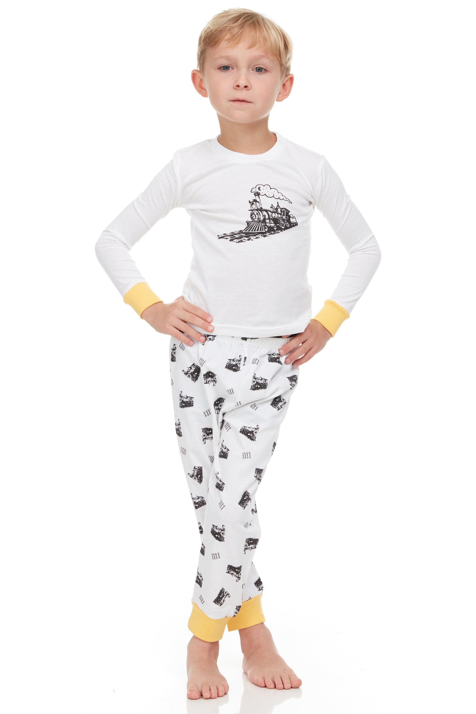 Boys Train Pajamas – Toddler Cotton Sleep Set (12M–8Y)