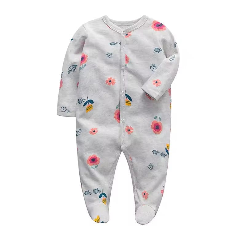 Flowers Button Onesie Footie