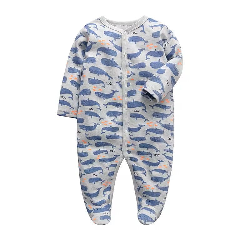 Whales Button Onesie Footie