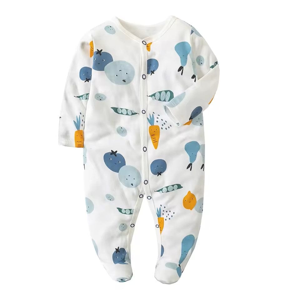 Fruits and Veggies Button Onesie Footie