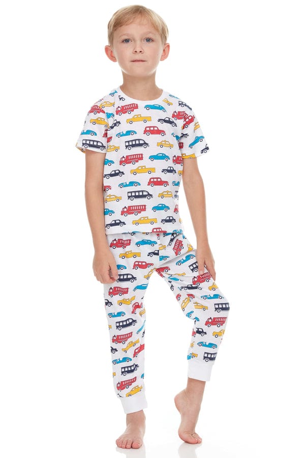 Boys Cotton Pajamas Set – Playful Prints (Trucks, Cars & Sports)
