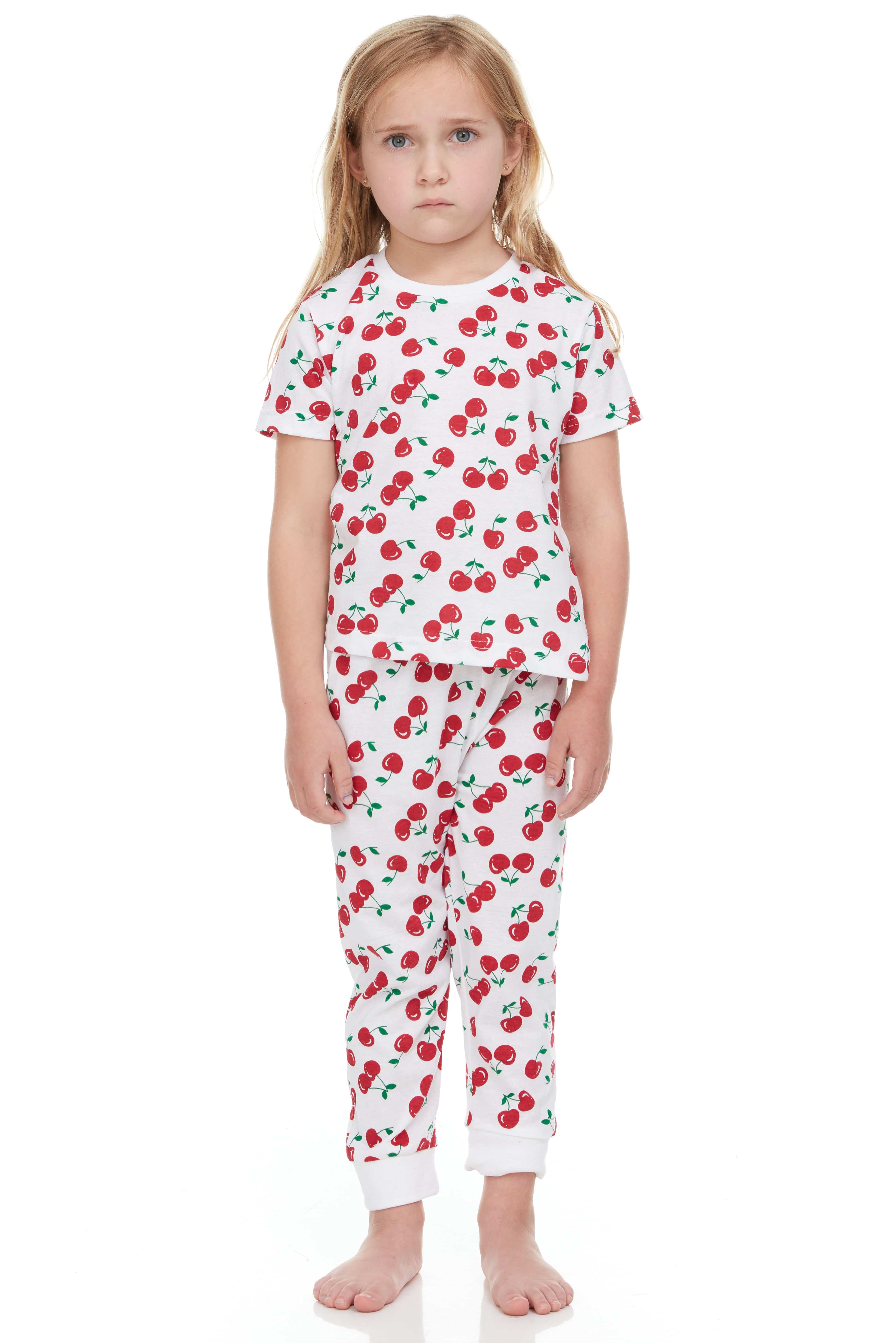 Cherries Shorts Pajamas For Kids Super Soft - 2 Piece Set