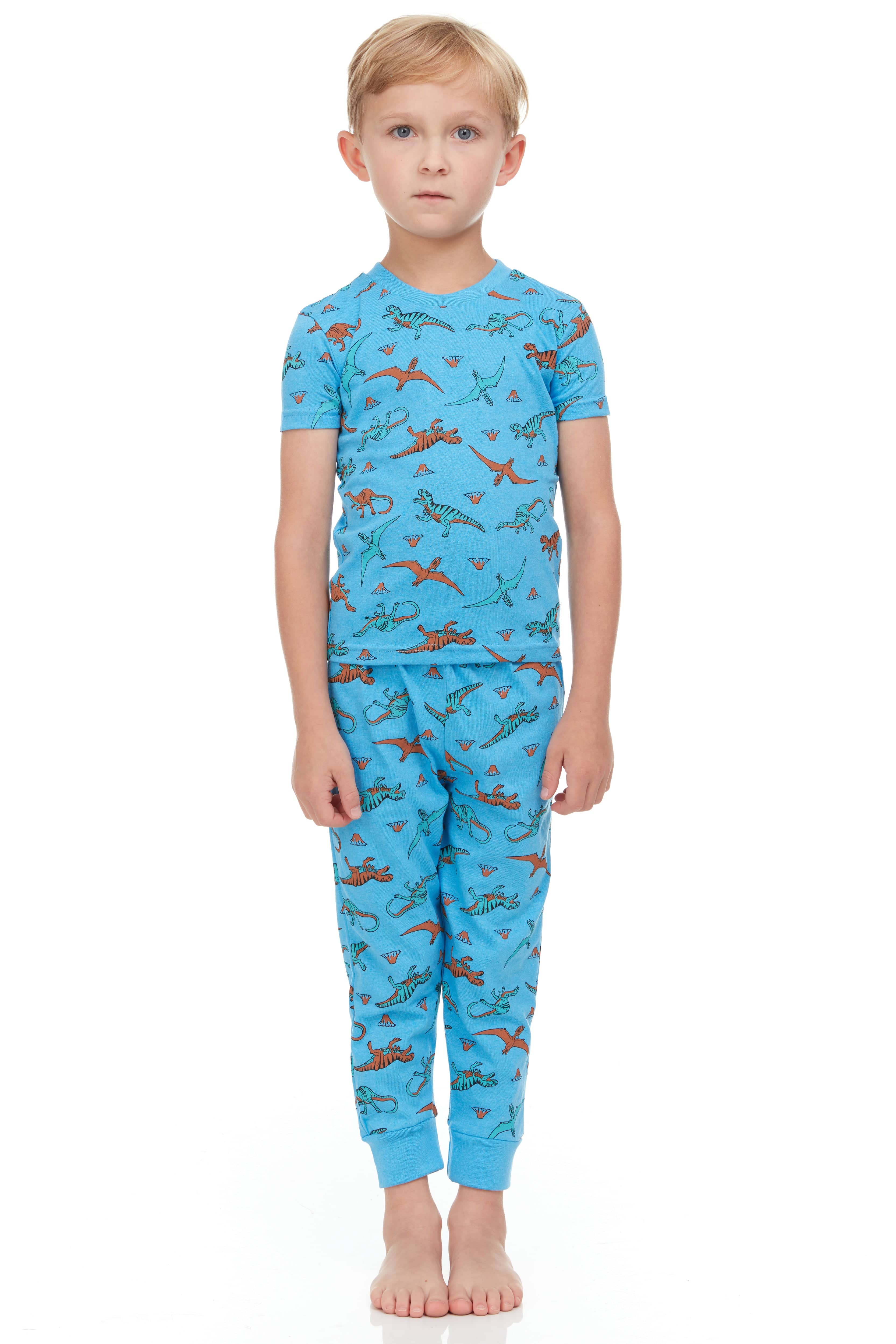 Blue Dinosaurs Shorts Pajamas For Kids Super Soft - 2 Piece Set