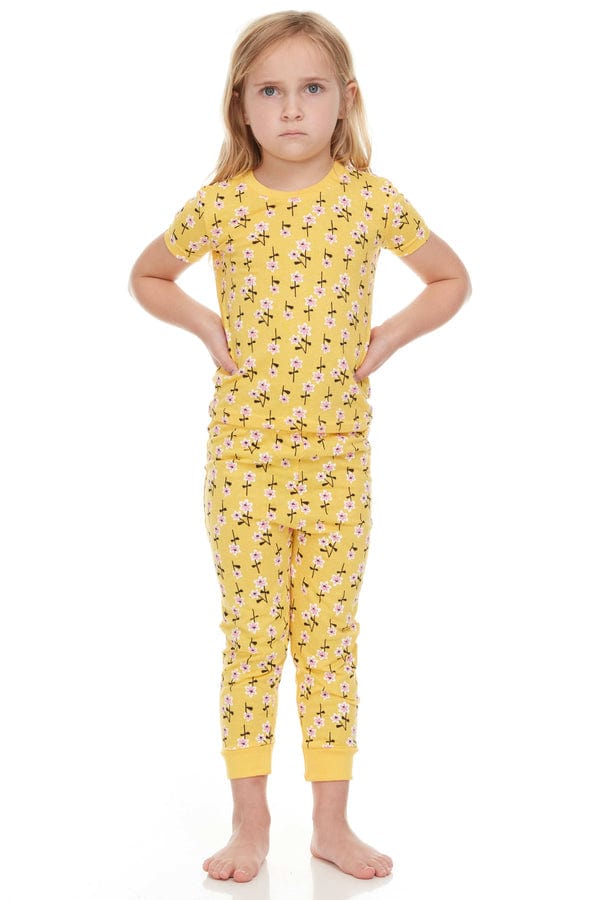Girls Cotton Pajamas Set – Fun Prints (Flowers, Cherries & Rainbows)