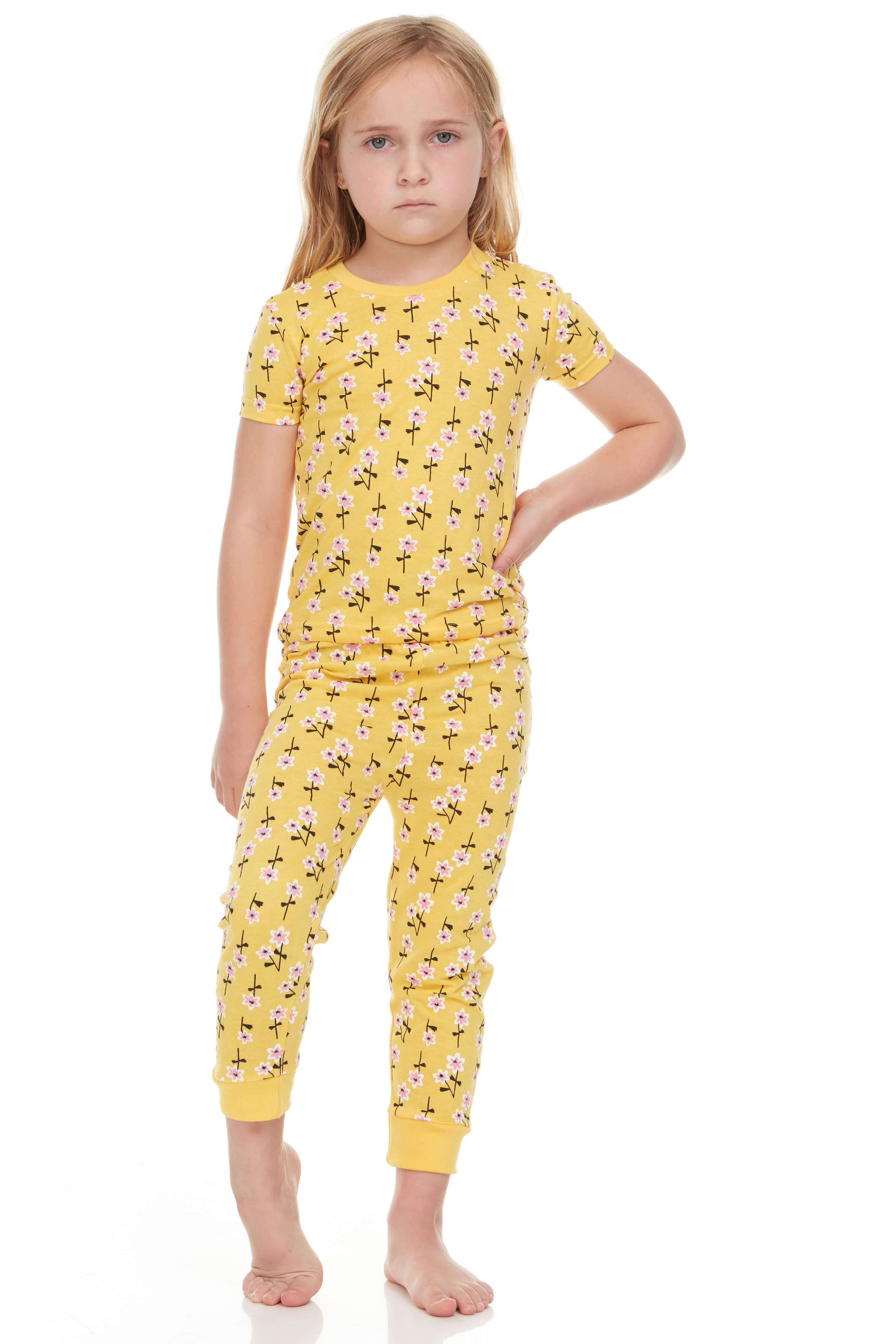 Yellow Flowers Shorts Pajamas - Shortsleeve