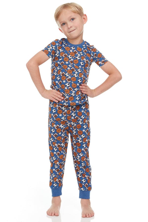 Boys Cotton Pajamas Set – Fun Prints (Trucks, Sports, Dark Dinosaurs & Stripes)