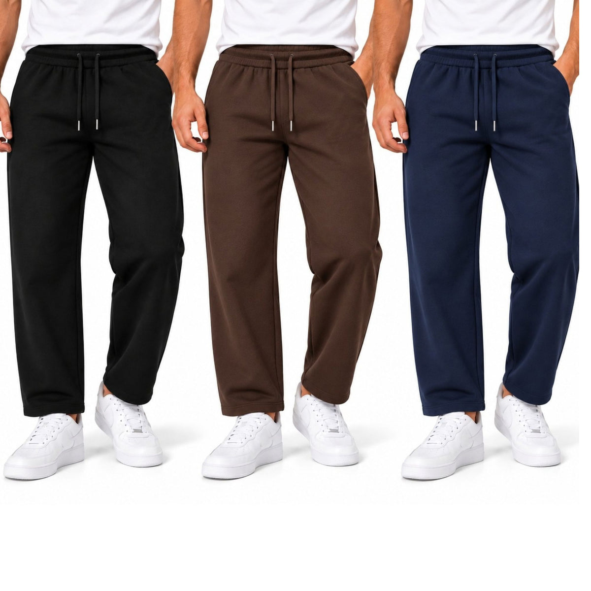 BenBen Men Sweatpants Open Bottom Jogger Pants Heavyweight Casual Stylish Trendy - 3 Pack