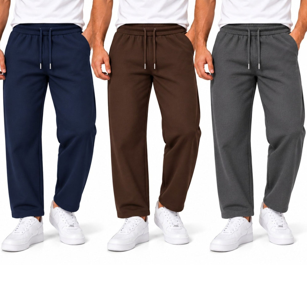 BenBen Men Sweatpants Open Bottom Jogger Pants Heavyweight Casual Stylish Trendy - 3 Pack