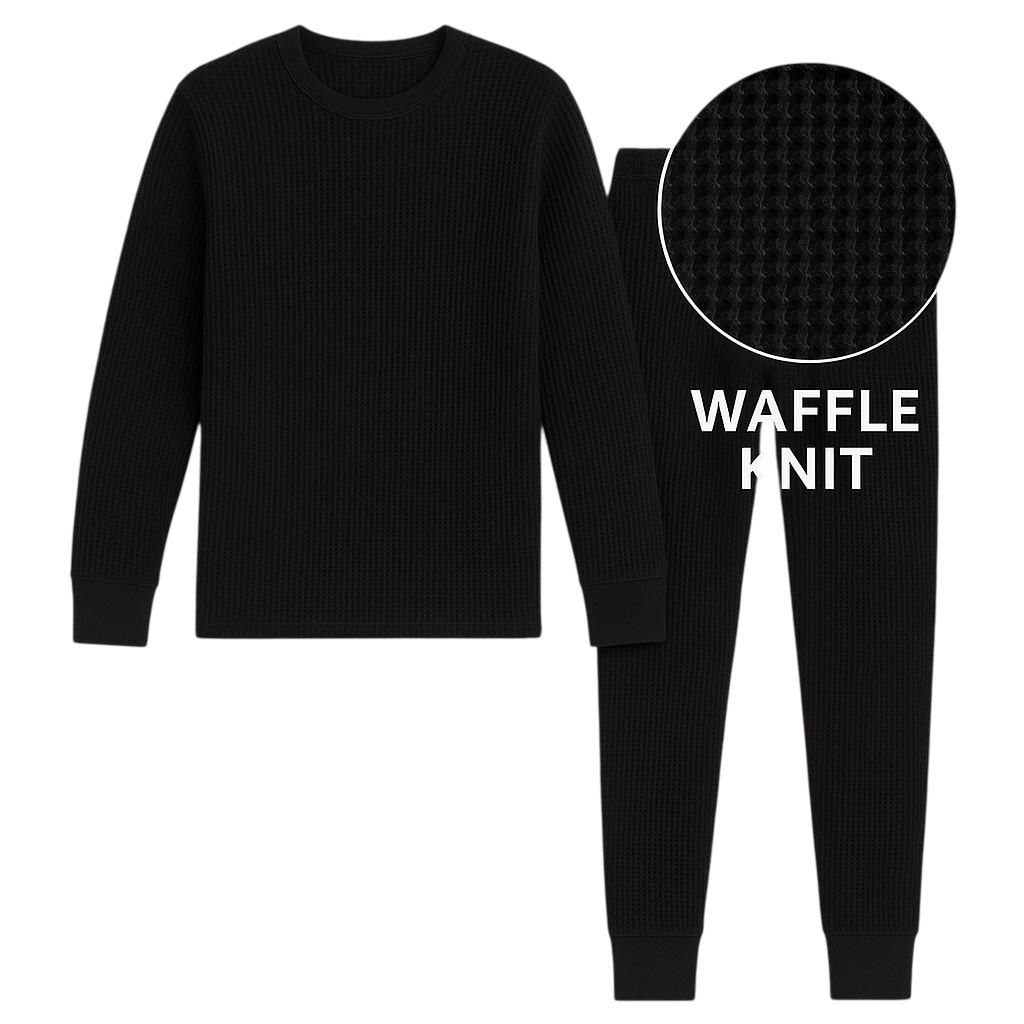 Men's 2-Pack Waffle Knit Thermal Sets, 4-Piece Cozy Sleepwear & Lounge Set (2 Tops & 2 Bottoms), Breathable Waffle Weave Long Johns, Soft Performance Base Layer, Relaxed Fit Pajama Set