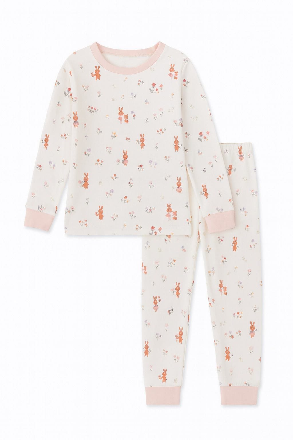 Multi Rabbit Girl Toddler Pajamas Set