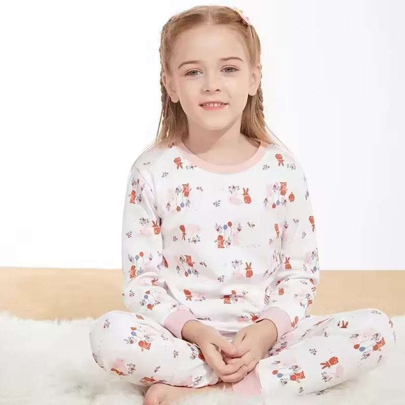 Multi Rabbit Girl Toddler Pajamas Set