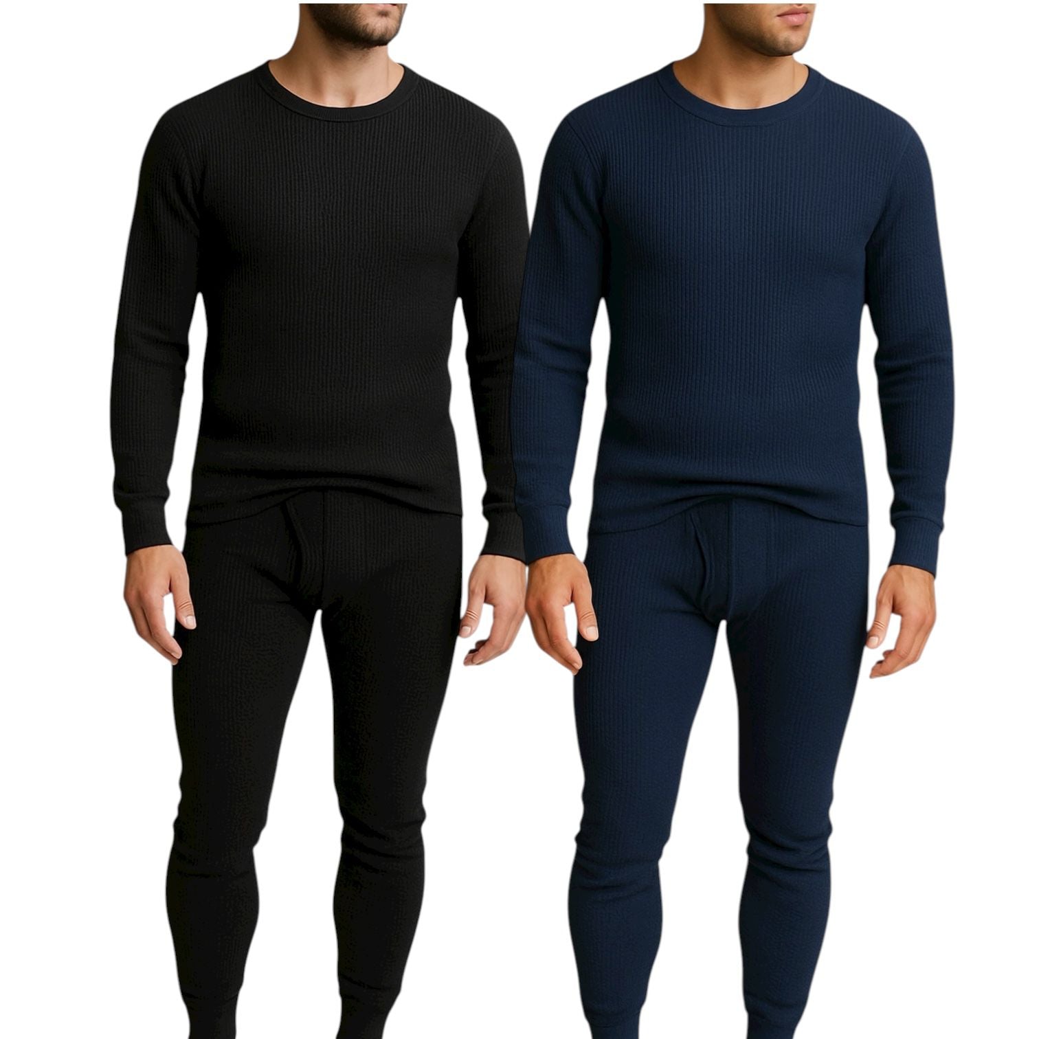 Men's 2-Pack Waffle Knit Thermal Sets, 4-Piece Cozy Sleepwear & Lounge Set (2 Tops & 2 Bottoms), Breathable Waffle Weave Long Johns, Soft Performance Base Layer, Relaxed Fit Pajama Set