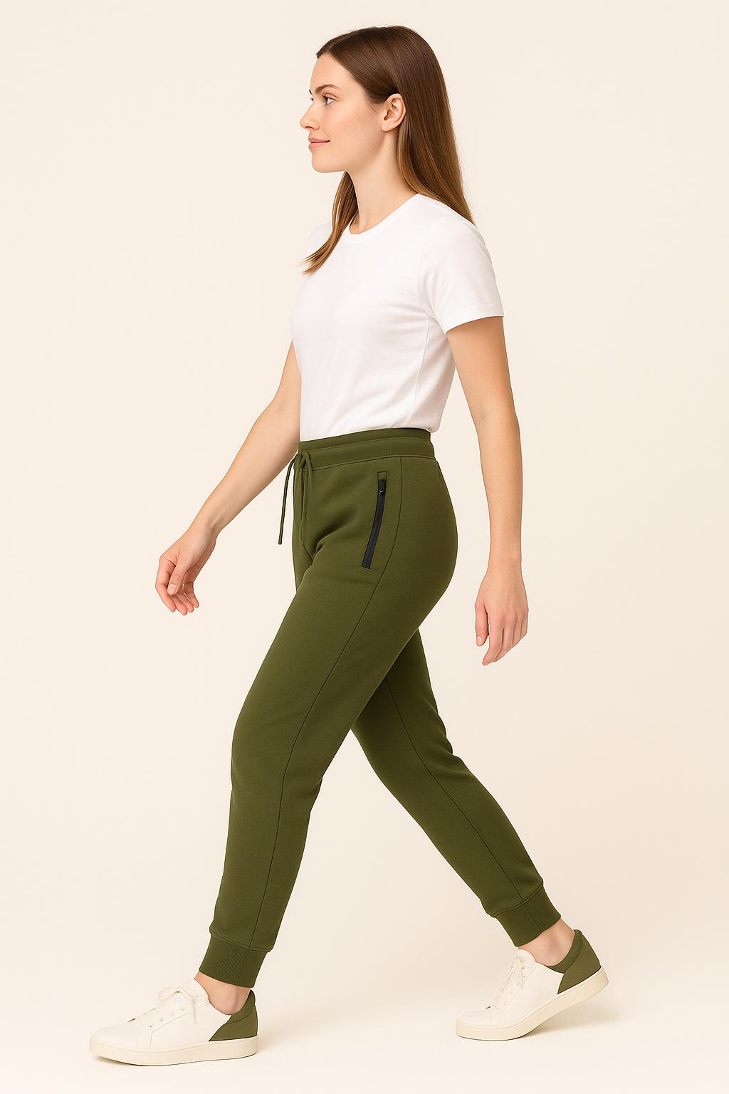 Women's 3-Pack Zipper Pocket Joggers, Modern Slim Fit Athletic Sweatpants, High-Stretch Tapered Lounge Pants, Secure Storage Workout Bottoms, Performance Training Wear